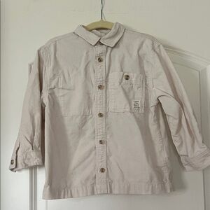 Zara | (4Y) Boys Cream Corduroy Button-Up Shirt